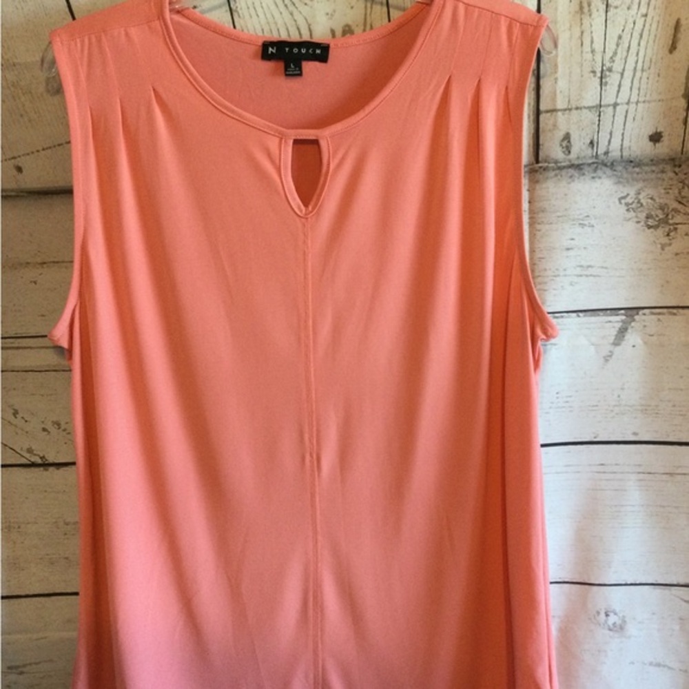 N Touch Women's Sleeveless Coral Colored Top Layers Chic Dressy Office Large
